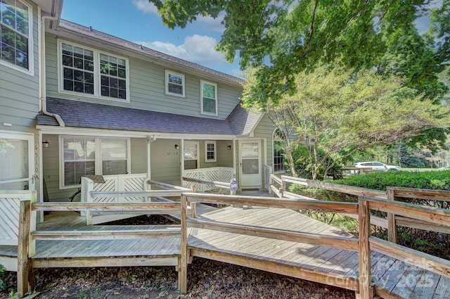 6510 Clavell Ln Unit B, Charlotte, NC 28210 - rear view of house with a deck and a shingled roof