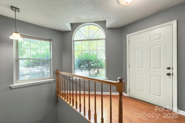 6510 Clavell Ln Unit B, Charlotte, NC 28210 - entryway featuring a textured ceiling, wood finished floors, and a healthy amount of sunlight
