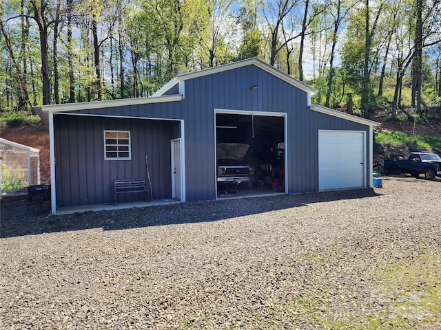 view of detached garage