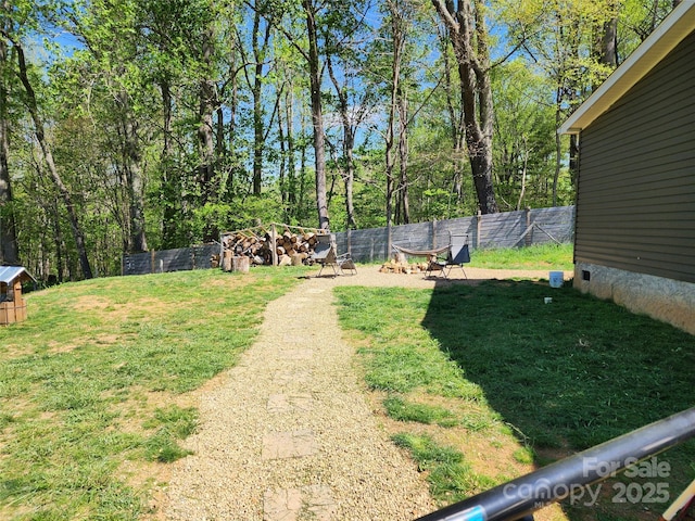 view of yard featuring fence