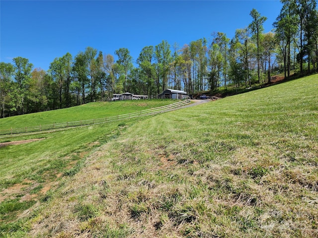 view of yard with a rural view