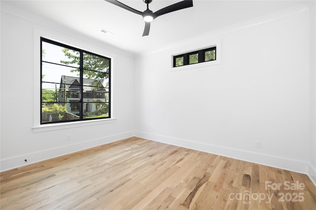 816 Tennyson Dr, Charlotte, NC 28208 - empty room with light wood-type flooring, baseboards, ceiling fan, and visible vents