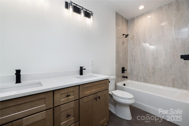 816 Tennyson Dr, Charlotte, NC 28208 - full bathroom featuring toilet, tile patterned floors, shower / tub combination, and a sink
