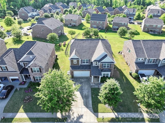 bird's eye view with a residential view