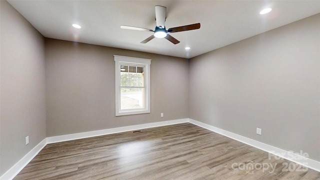 108 Big Hill Rd, Lawndale, NC 28090 - unfurnished room with a ceiling fan, wood finished floors, baseboards, and recessed lighting