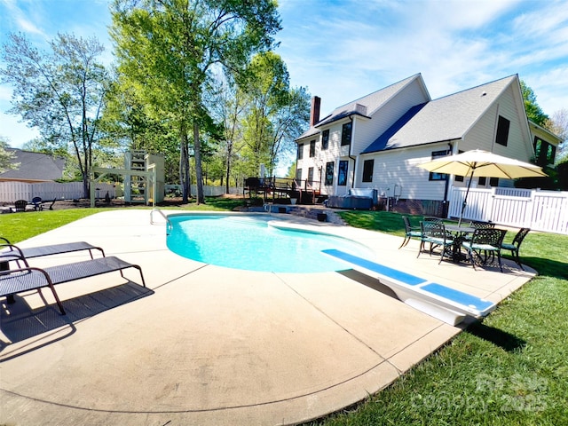 484 Chisholm Trl, Rutherfordton, NC 28139 - view of pool featuring a patio, a wooden deck, and a yard