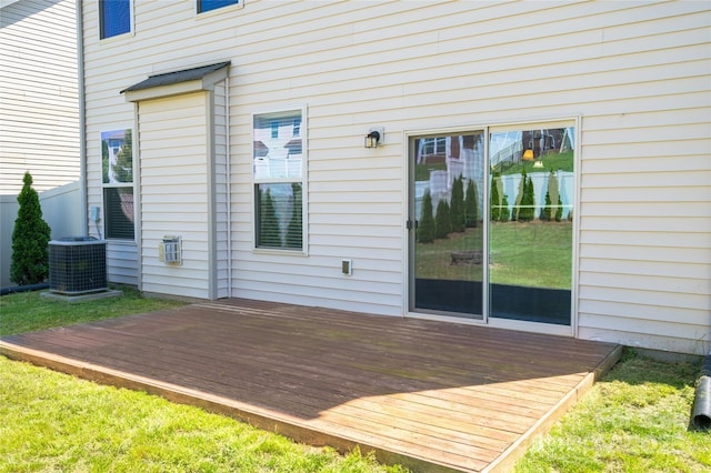 wooden terrace with central AC unit