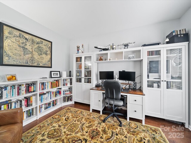 office space featuring wood finished floors