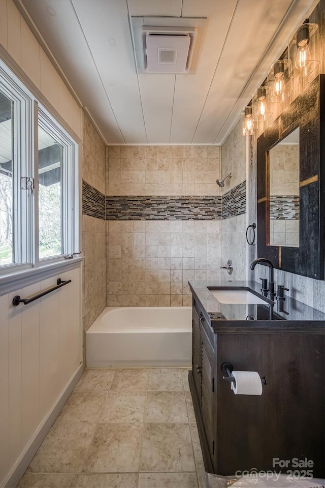 full bath featuring vanity and visible vents
