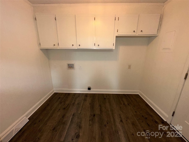 396 Pitts School Rd NW, Concord, NC 28027 - laundry area featuring cabinet space, dark wood-style flooring, and washer hookup