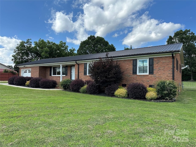 396 Pitts School Rd NW, Concord, NC 28027 - ranch-style house featuring an attached garage, brick siding, a metal roof, and crawl space