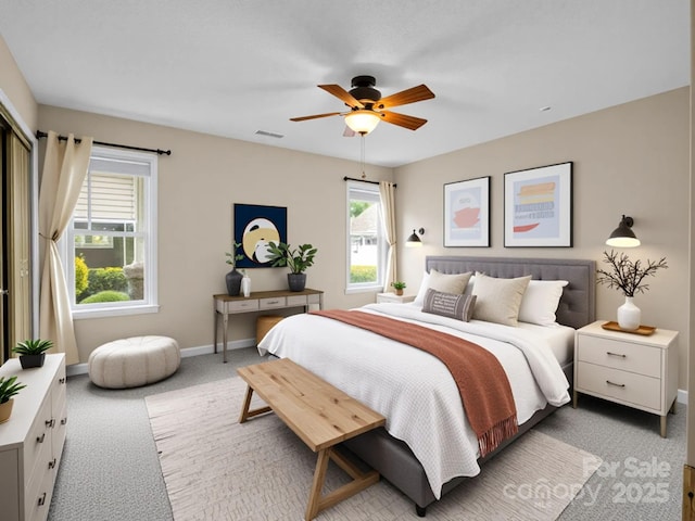 5802 Wood Duck Way, Hendersonville, NC 28792 - bedroom with light carpet, baseboards, and ceiling fan