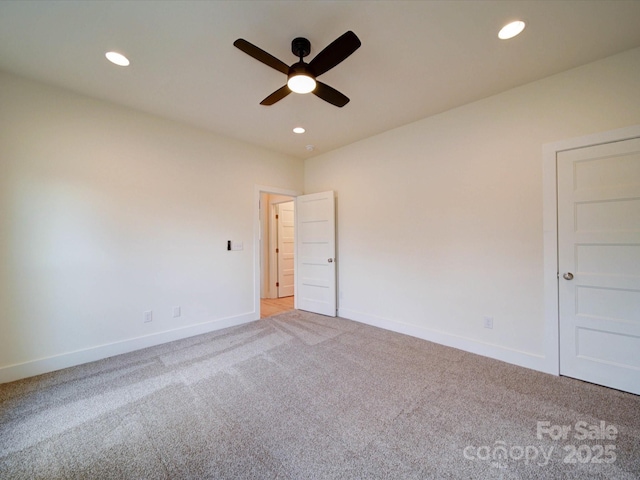 1706 Ruben Rd, Monroe, NC 28112 - unfurnished room featuring light colored carpet, ceiling fan, recessed lighting, and baseboards