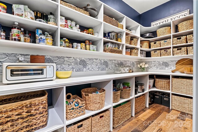 storage area with a toaster