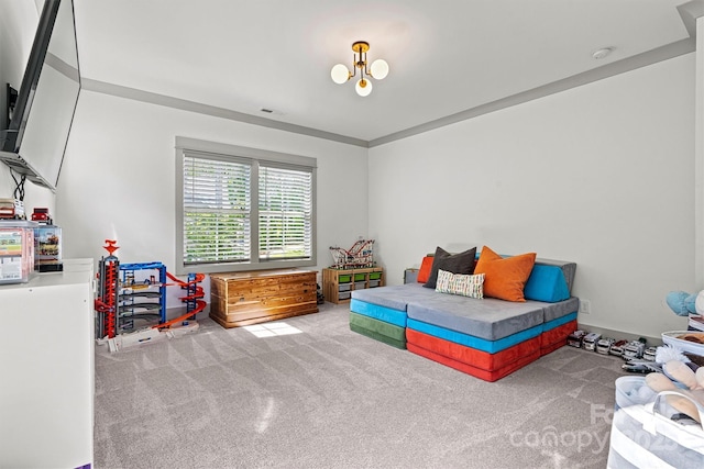 bedroom with visible vents and carpet flooring