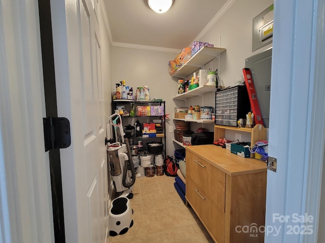 854 Silver Fox Dr, Concord, NC 28025 - washroom featuring ornamental molding and light tile patterned floors