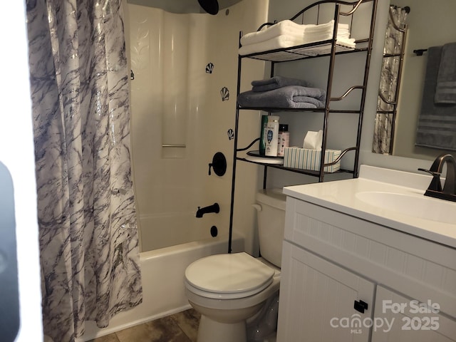 854 Silver Fox Dr, Concord, NC 28025 - full bath with toilet, shower / bath combo with shower curtain, and vanity