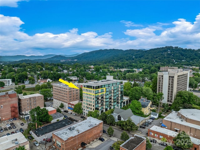 drone / aerial view with a mountain view