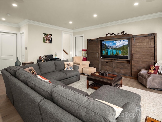41 Bear Flower Trl, Arden, NC 28704 - living room with wood finished floors, recessed lighting, and crown molding