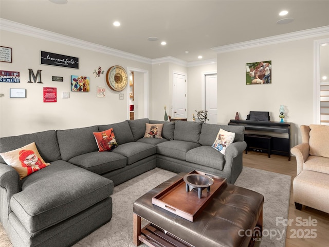 41 Bear Flower Trl, Arden, NC 28704 - living room with ornamental molding, wood finished floors, and recessed lighting