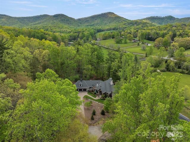 41 Bear Flower Trl, Arden, NC 28704 - aerial view of property and surrounding area featuring a mountain backdrop and a heavily wooded area