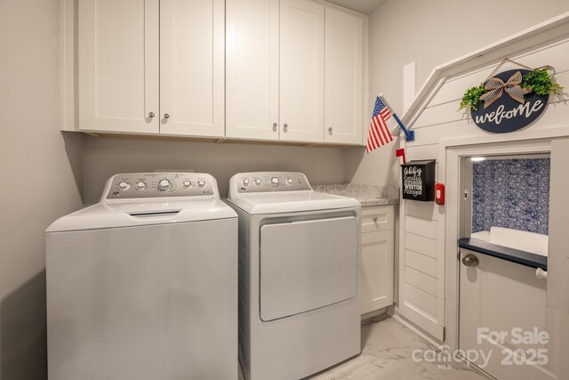 3619 Whitney Way, Terrell, NC 28682 - washroom featuring marble finish floor, cabinet space, and independent washer and dryer