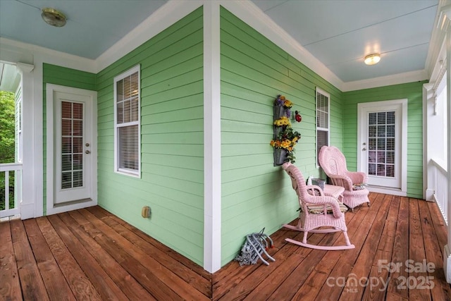 deck featuring covered porch