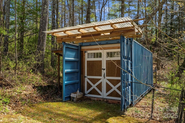 view of shed