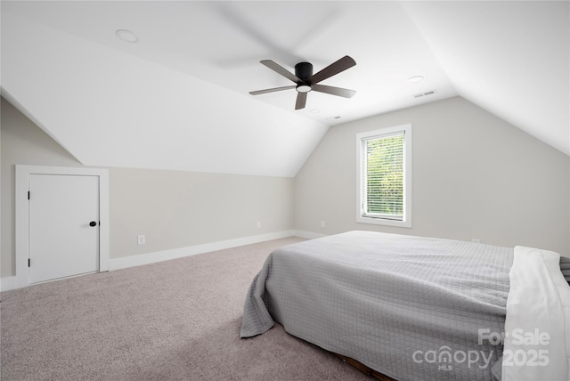 5028 Lewis Rd, Gastonia, NC 28052 - carpeted bedroom with lofted ceiling, a ceiling fan, and baseboards