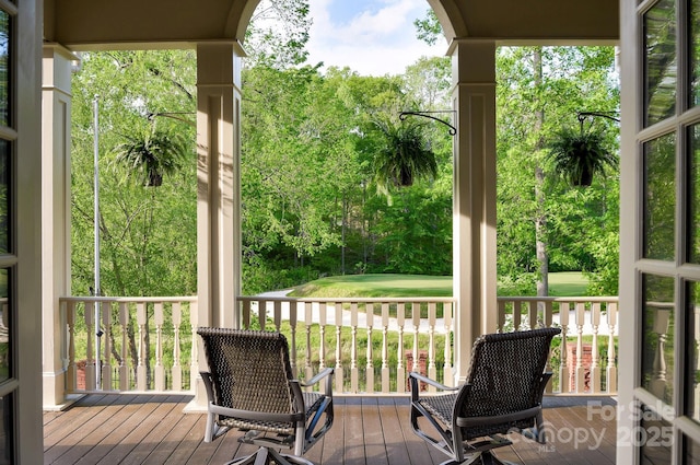 4324 Doverstone Ln, Greensboro, NC 27407 - wooden deck with covered porch