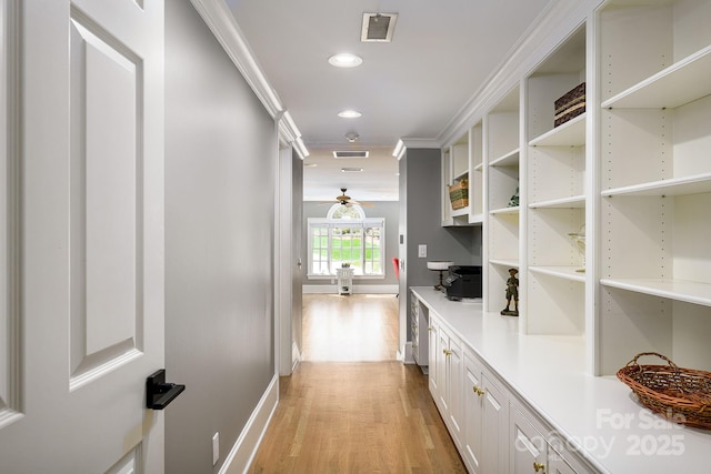 4324 Doverstone Ln, Greensboro, NC 27407 - hall featuring recessed lighting, baseboards, light wood-type flooring, and visible vents