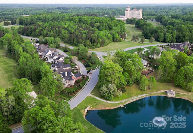 4324 Doverstone Ln, Greensboro, NC 27407 - birds eye view of property with a water view and a wooded view