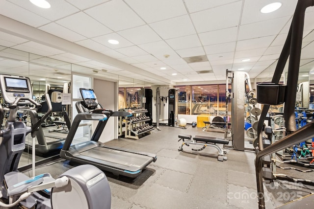 315 Arlington Ave Unit 1104, Charlotte, NC 28203 - exercise room with a drop ceiling