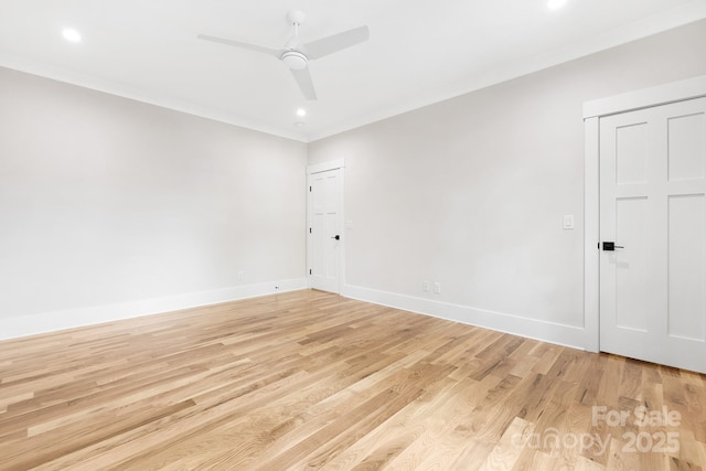 632 Dorothy Dr, Charlotte, NC 28203 - unfurnished room with light wood-style floors, a ceiling fan, recessed lighting, and baseboards
