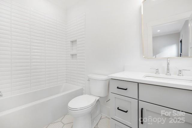 632 Dorothy Dr, Charlotte, NC 28203 - bathroom with toilet, vanity, bathtub / shower combination, and recessed lighting