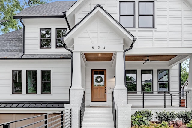632 Dorothy Dr, Charlotte, NC 28203 - view of front of house with ceiling fan and a shingled roof