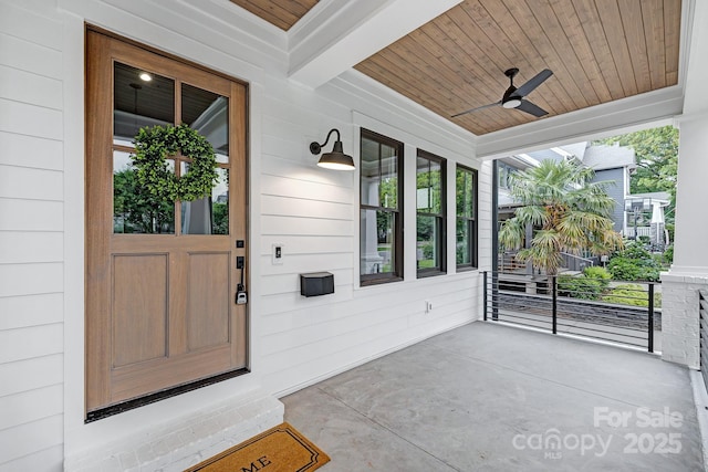 632 Dorothy Dr, Charlotte, NC 28203 - doorway to property featuring covered porch and a ceiling fan