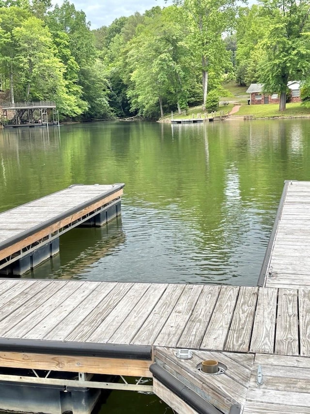 5933 Flintlock Ct, Hickory, NC 28601 - dock area with a water view and a wooded view