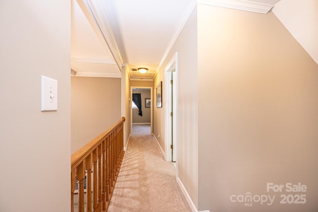 5933 Flintlock Ct, Hickory, NC 28601 - hallway with light colored carpet and crown molding
