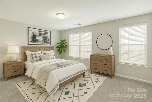 8177 Millwright Ln, Charlotte, NC 28277 - bedroom featuring baseboards, visible vents, and light colored carpet