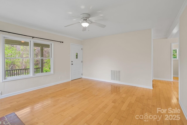 443 Ox Creek Rd, Weaverville, NC 28787 - unfurnished room with ceiling fan, crown molding, light wood-style flooring, and baseboards