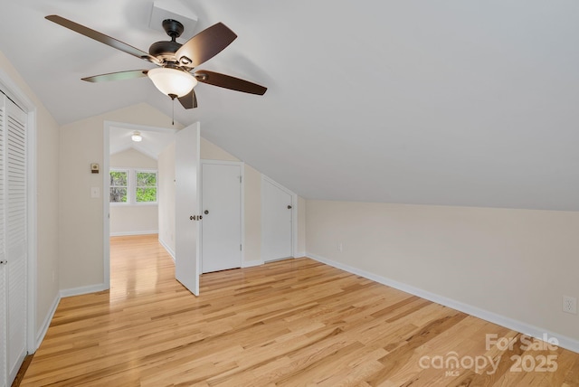 443 Ox Creek Rd, Weaverville, NC 28787 - bonus room with a ceiling fan, light wood finished floors, baseboards, and vaulted ceiling