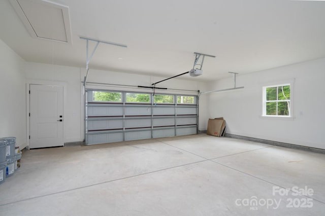 garage with a garage door opener