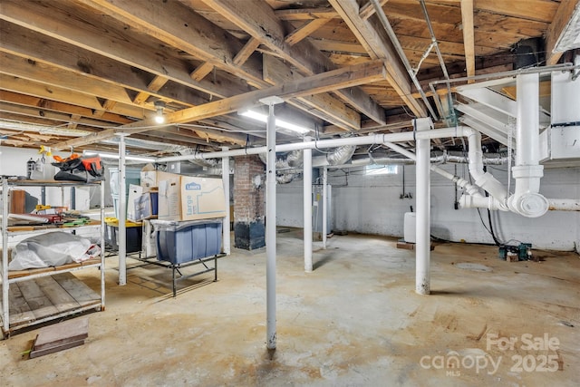 view of unfinished basement