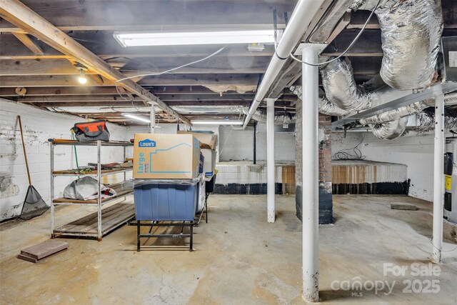 unfinished below grade area with water heater