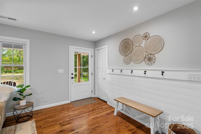75 White Pine Dr, Fletcher, NC 28732 - entryway with recessed lighting, baseboards, wood finished floors, and visible vents