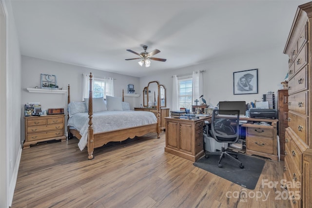 5507 Land Harbour Dr, Granite Falls, NC 28630 - bedroom featuring light wood finished floors, an office area, and ceiling fan