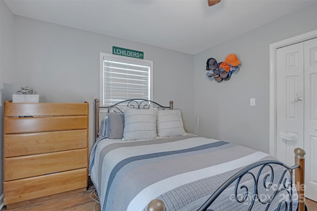 5507 Land Harbour Dr, Granite Falls, NC 28630 - bedroom with wood finished floors and ceiling fan