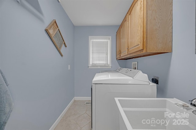5507 Land Harbour Dr, Granite Falls, NC 28630 - clothes washing area with cabinet space, washer and dryer, and baseboards