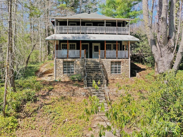 40 Wells Rd, Waynesville, NC 28785 - view of front facade with stairs and stone siding